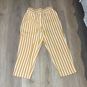 Madewell Yellow and White Vertical-Stripe Elastic-Waist Pants